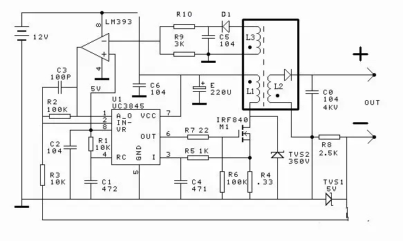 開(kāi)關(guān)電源式高耐壓恒流源電路圖