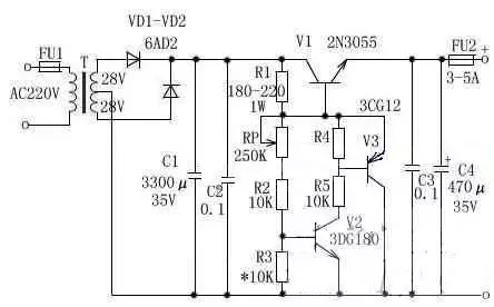 3～25V電壓可調(diào)穩(wěn)壓電路圖