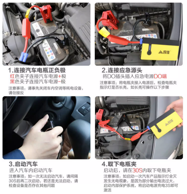 汽車(chē)應(yīng)急啟動(dòng)電源使用步驟